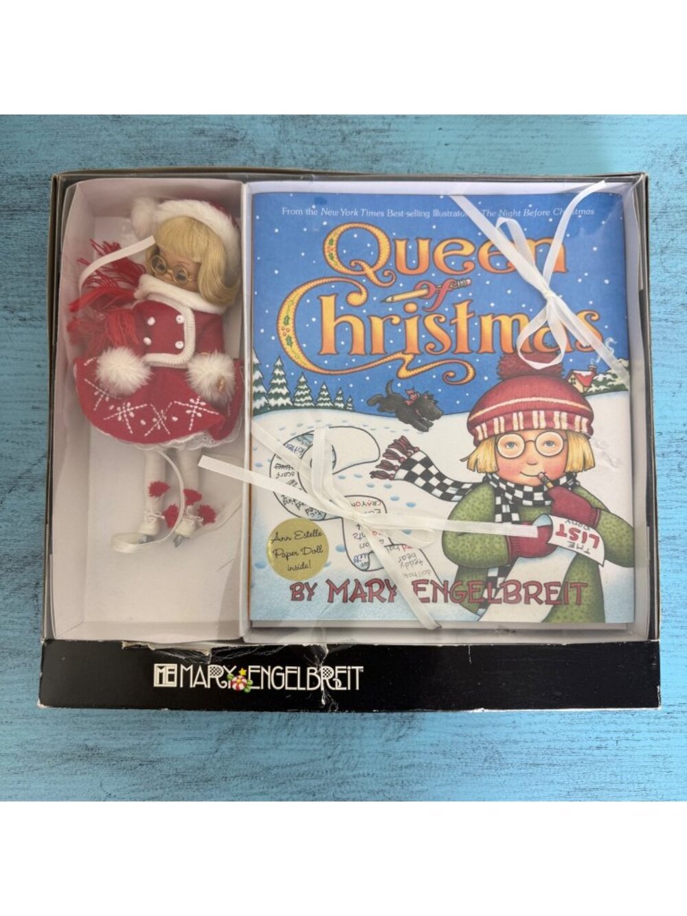 VTG Tonner / Mary Engelbreit Ann Estelle 8" Doll & Book “Queen Of Christmas” Set